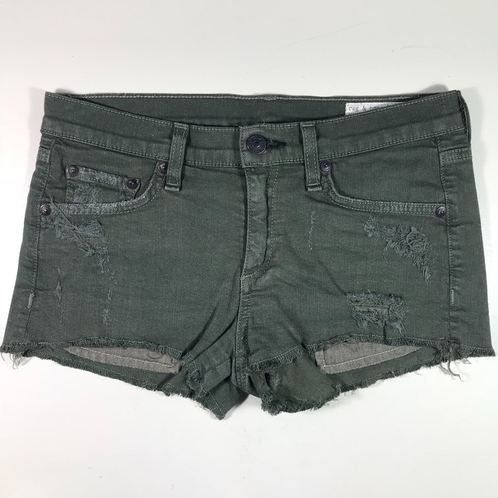 Rag & Bone Army Green Distressed Cutoff Shorts